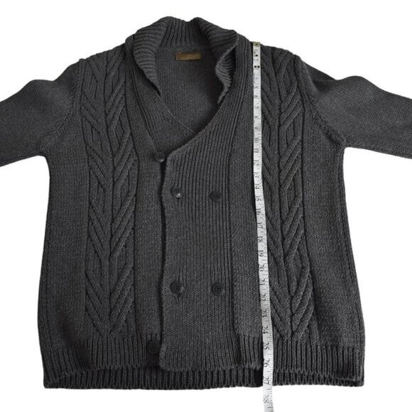 Zara Man Knit Cardigan Sweater Shawl Collar Button Down Gray Cable Knit XL - Picture 9 of 9